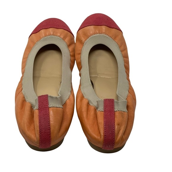 J.Crew Orange Leather Cap Toe Color Block Mila Ballet Flats Size 8 - Picture 4 of 11